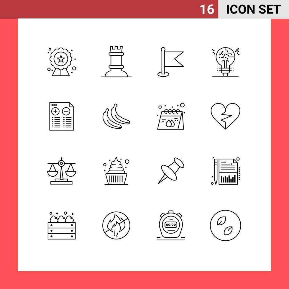 Pictogram Set of 16 Simple Outlines of music idea location fake copycat Editable Vector Design Elements