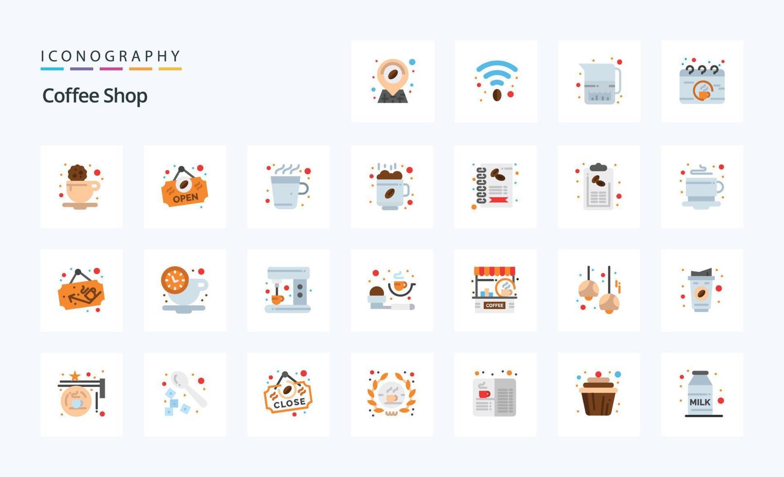 25 Coffee Shop Flat color icon pack vector