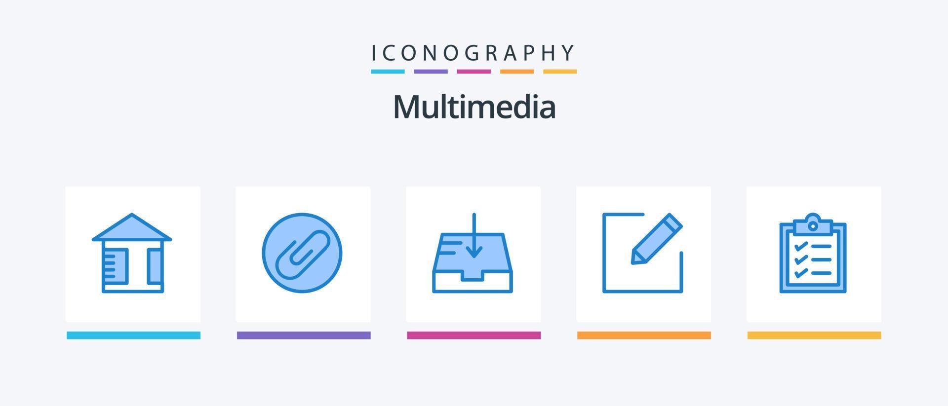 Multimedia Blue 5 Icon Pack Including . receive. tasks. clipboard. Creative Icons Design vector