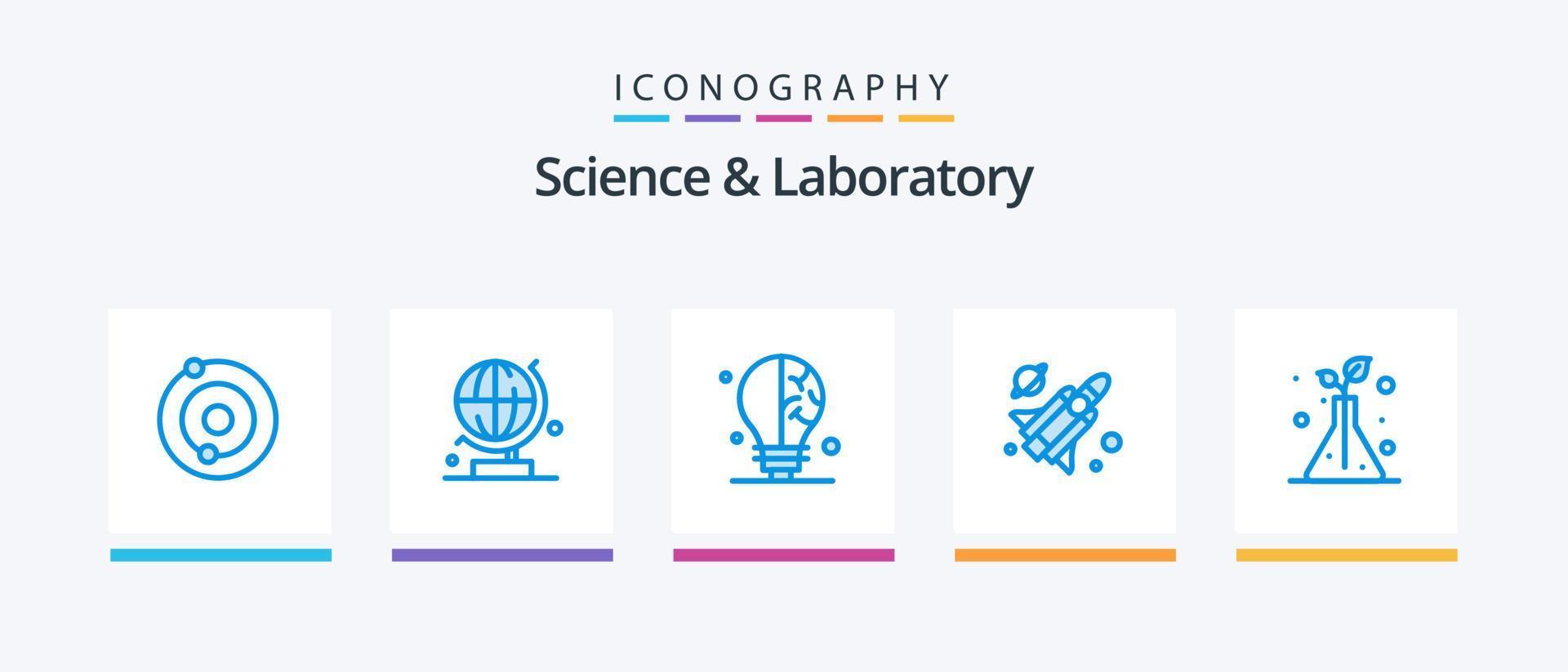 paquete de iconos azul ciencia 5 que incluye . ciencia. árboles. ciencia. diseño de iconos creativos vector