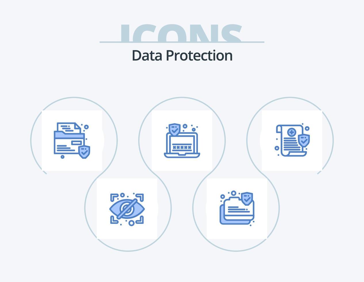 Data Protection Blue Icon Pack 5 Icon Design. security. data. file. medical. security vector