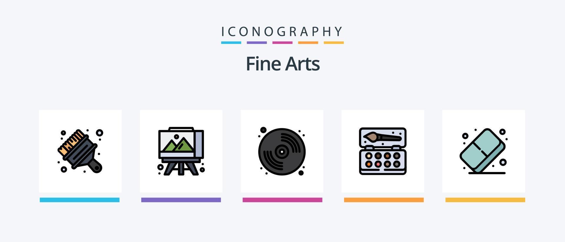 Fine Arts Line Filled 5 Icon Pack Including color. greek. tv. column. paint. Creative Icons Design vector