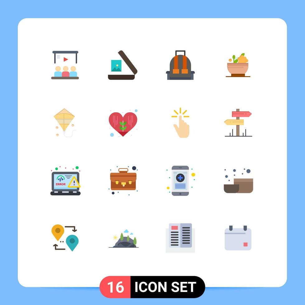 paquete de iconos de vector de stock de 16 signos y símbolos de línea para mochila de cuenco volador paquete editable de hierbas naturales de elementos creativos de diseño de vectores