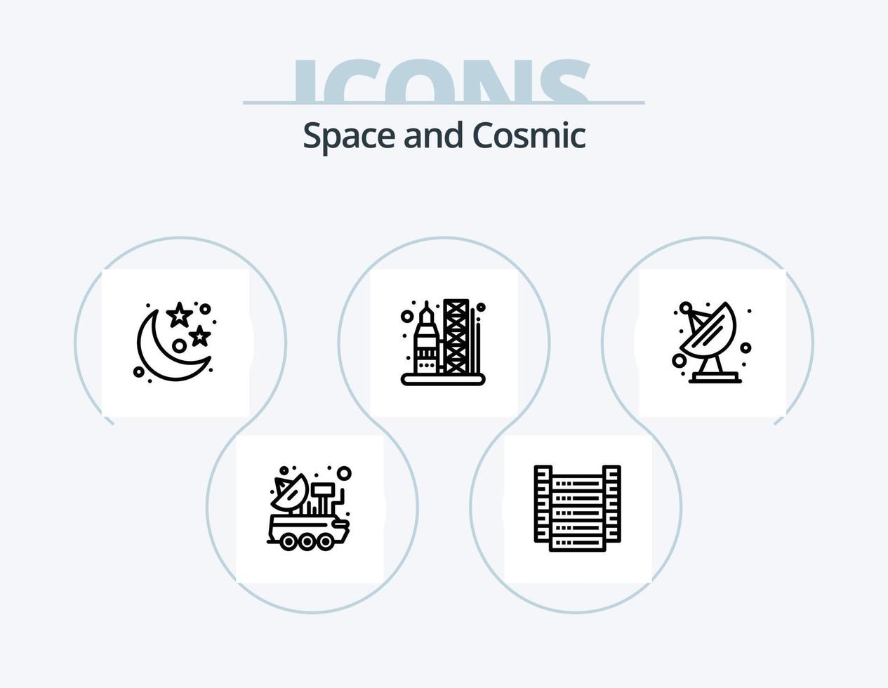 Space Line Icon Pack 5 Icon Design. . space. shuttle. satellite. star vector