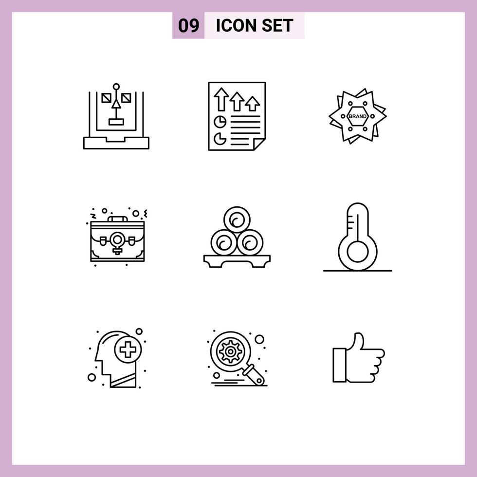 9 Outline concept for Websites Mobile and Apps employee bag page shape brand Editable Vector Design Elements