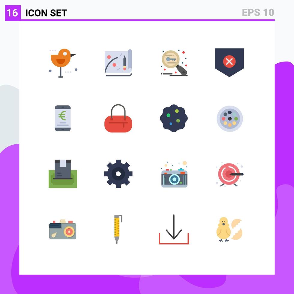 Set of 16 Modern UI Icons Symbols Signs for payment x keywords shield protect Editable Pack of Creative Vector Design Elements