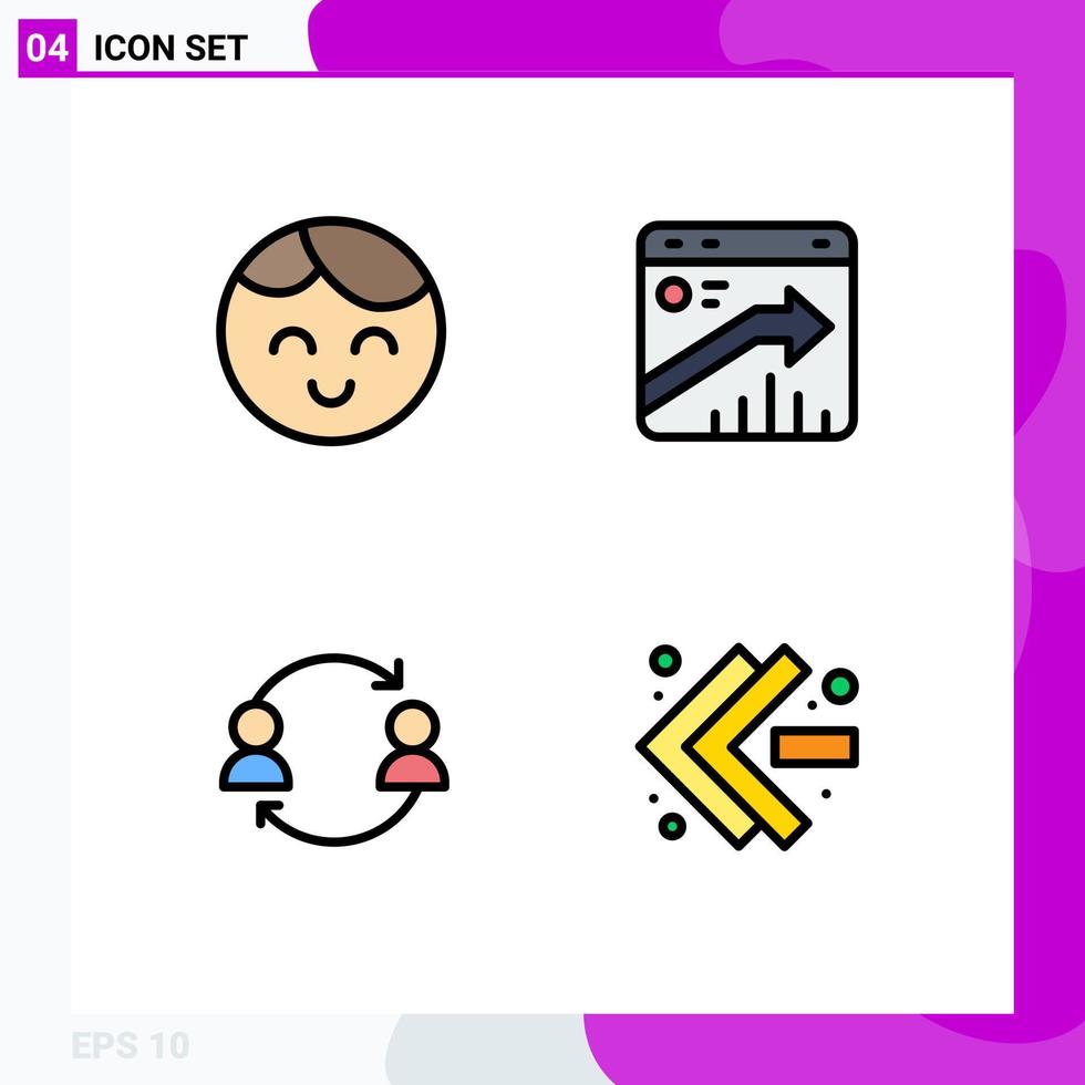 Universal Icon Symbols Group of 4 Modern Filledline Flat Colors of baby employee arrow report transfer Editable Vector Design Elements