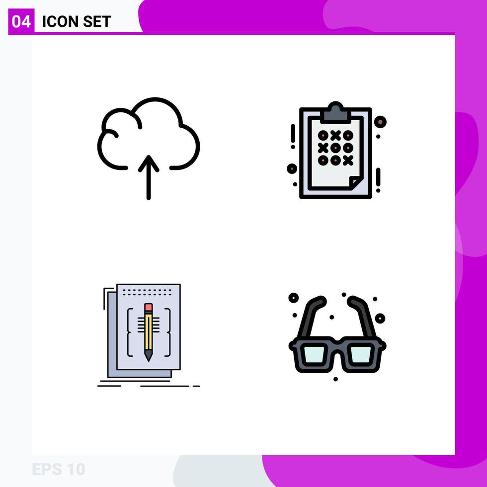 4 Filledline Flat Color concept for Websites Mobile and Apps cloud editor plan strategy program Editable Vector Design Elements