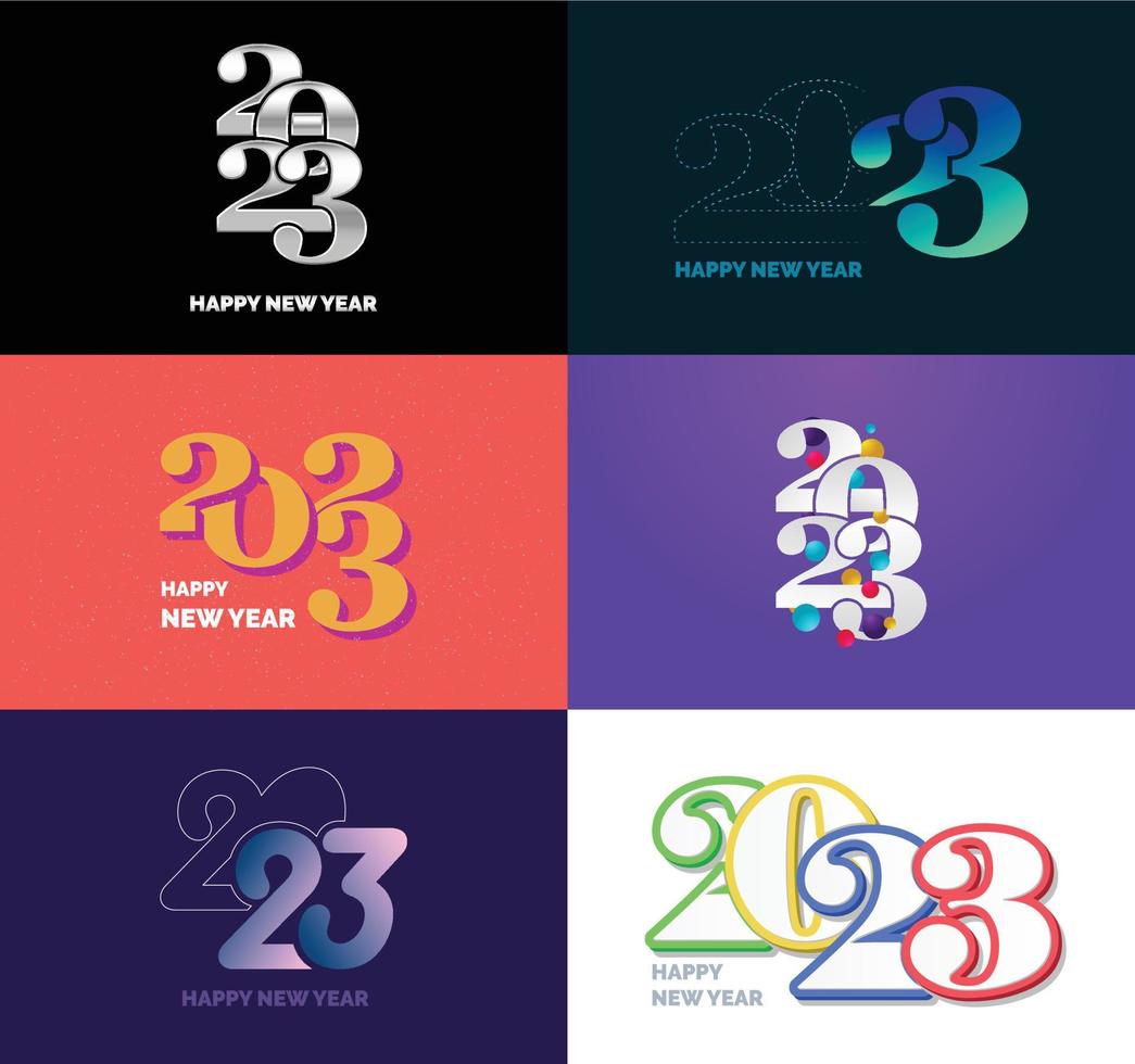 Big Collection of 2023 Happy New Year symbols Cover of business diary for 2023 with wishes vector