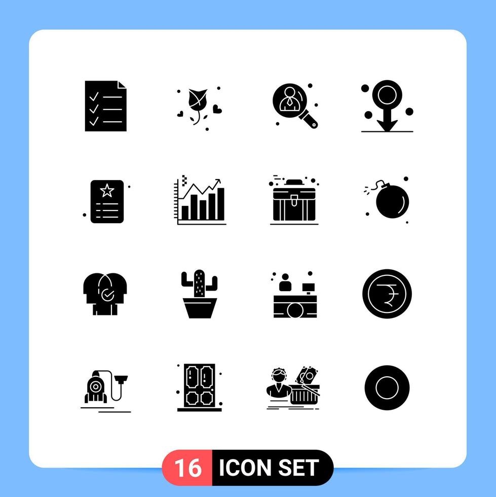 Pictogram Set of 16 Simple Solid Glyphs of id medical business healthcare biology Editable Vector Design Elements