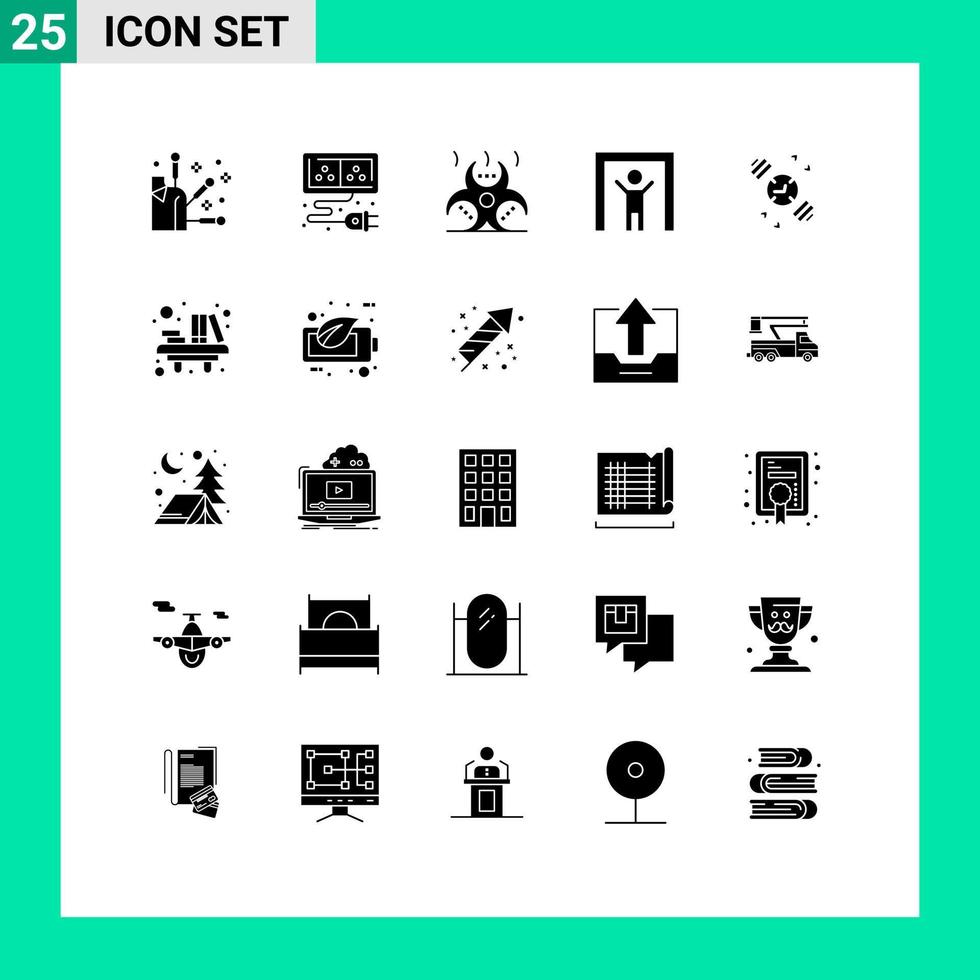 Modern Set of 25 Solid Glyphs and symbols such as desk hand watch contamination watch scanner Editable Vector Design Elements