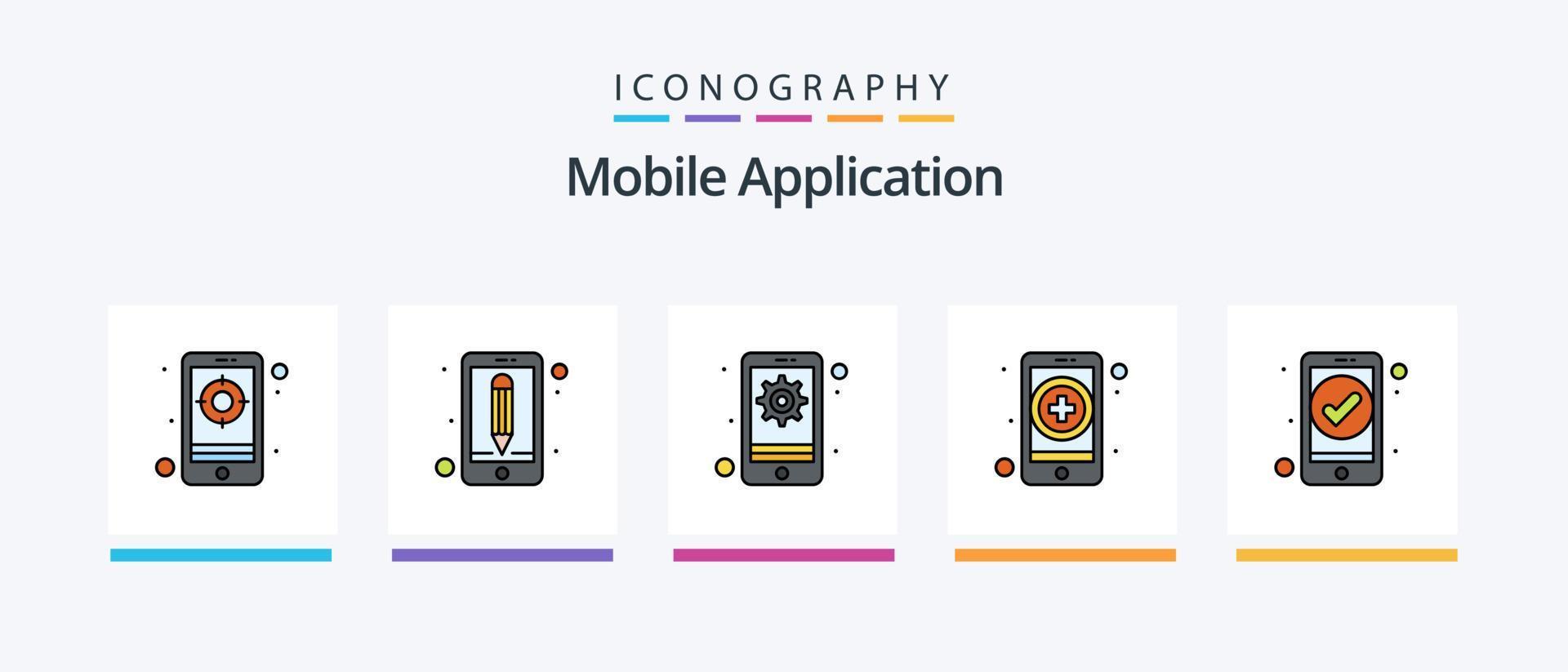 Mobile Application Line Filled 5 Icon Pack Including gps. application. control. sound. Creative Icons Design vector