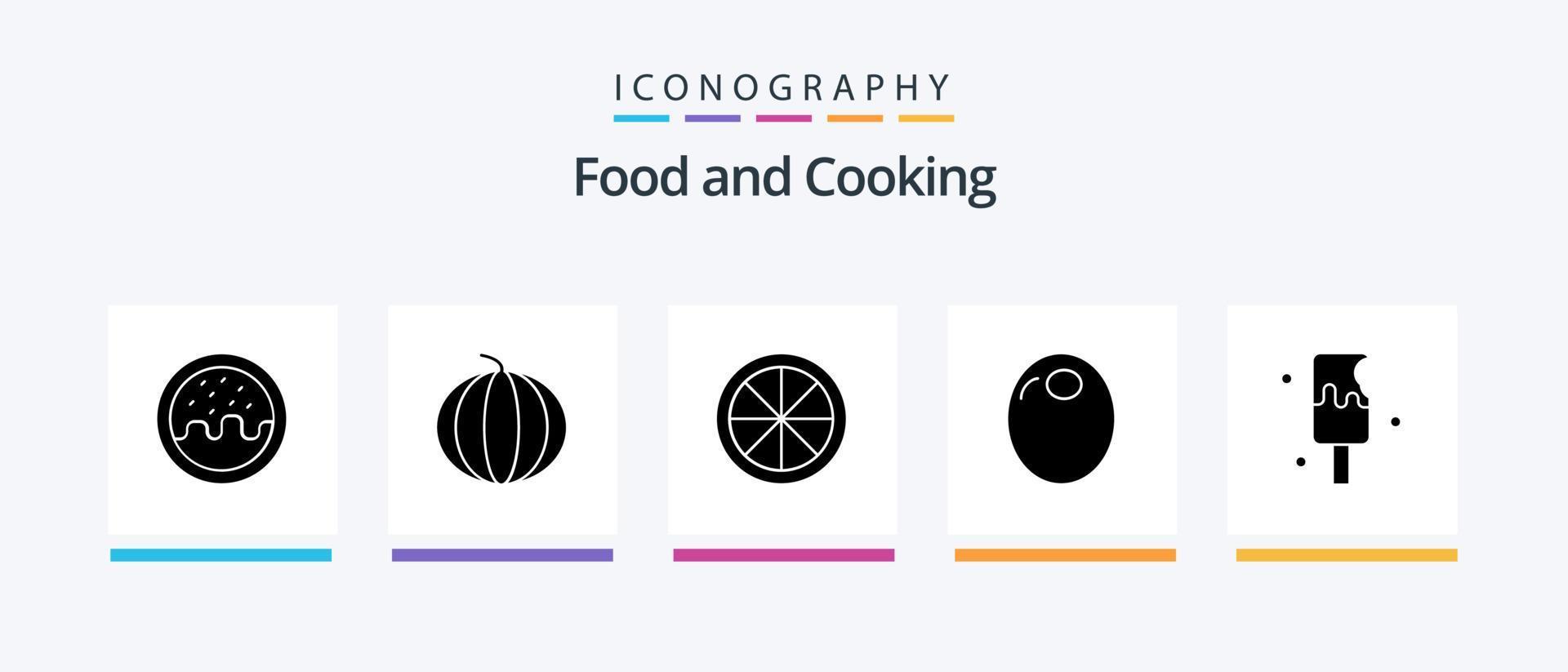 Food Glyph 5 Icon Pack Including sweet. food. food. desert. olive. Creative Icons Design vector