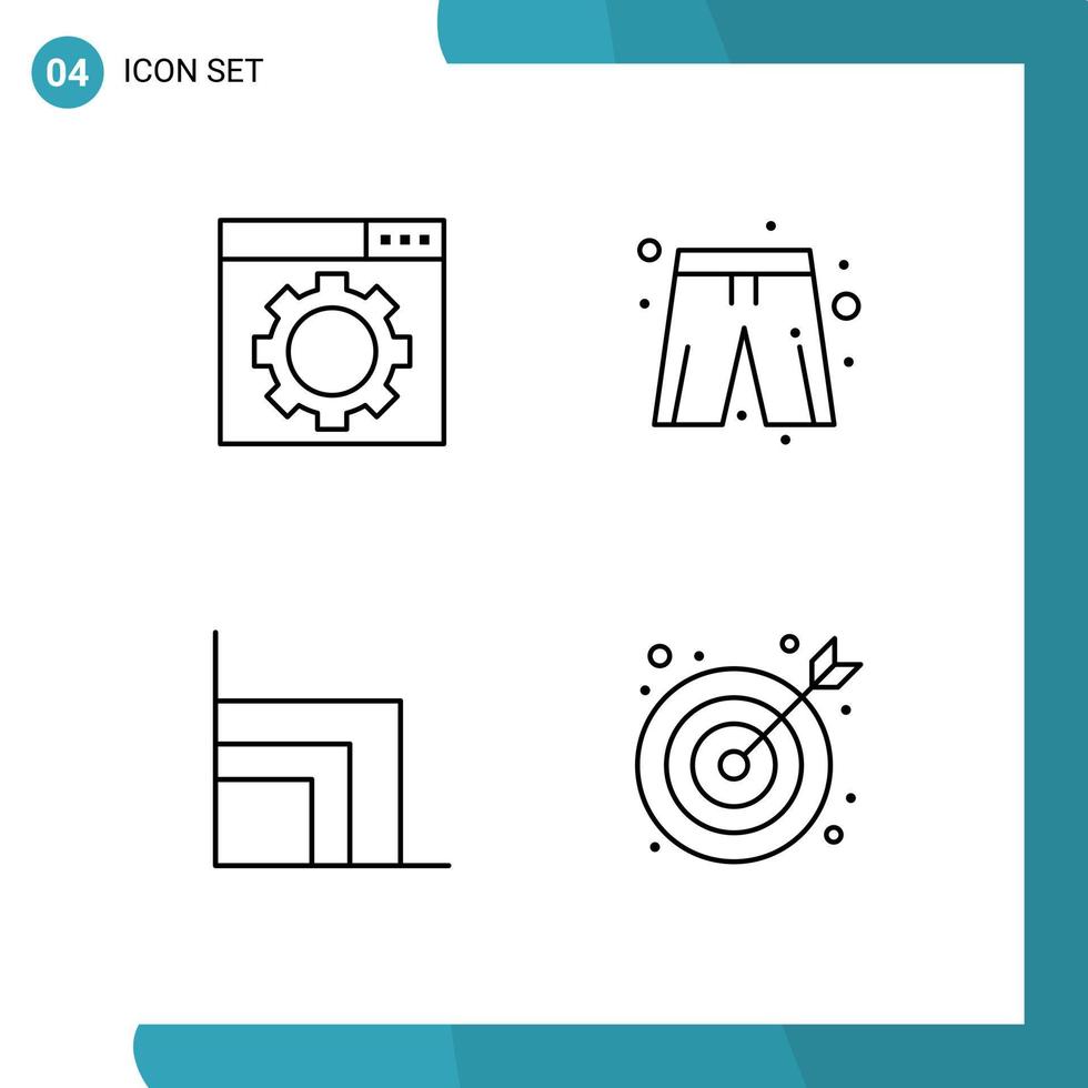 Modern Set of 4 Filledline Flat Colors Pictograph of optimization ecommerce cloth player dress bulls eye Editable Vector Design Elements