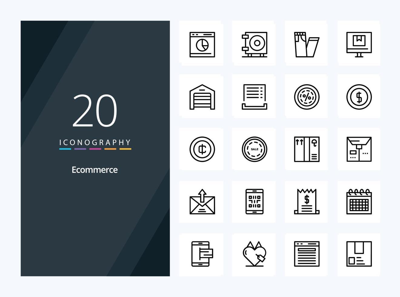 20 Ecommerce Outline icon for presentation vector