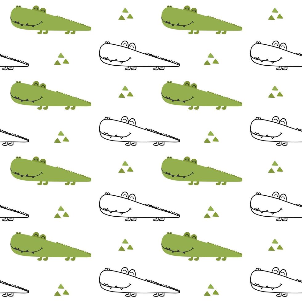 Hand drawing cute crocodile seamless pattern vector illustration for the t-shirt