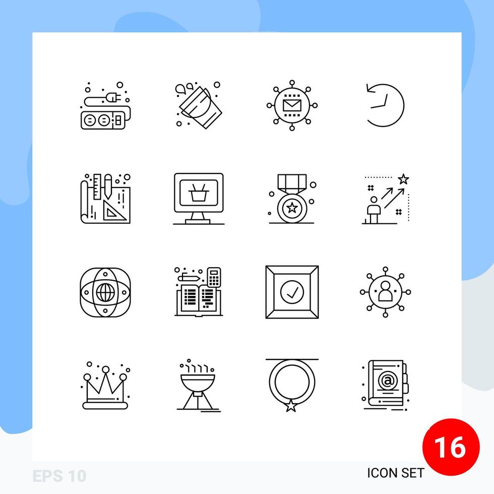 Universal Icon Symbols Group of 16 Modern Outlines of interior design refresh engine logo promotion Editable Vector Design Elements