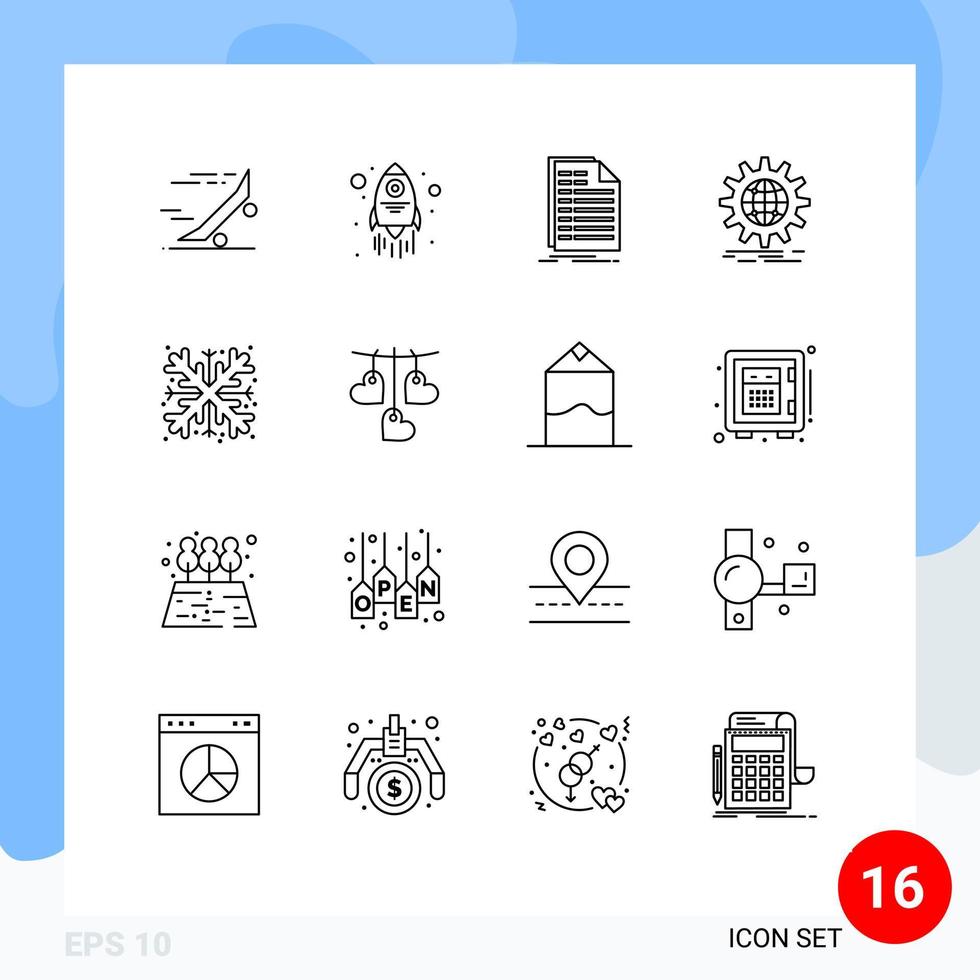 16 Thematic Vector Outlines and Editable Symbols of gear globe bill business statement Editable Vector Design Elements