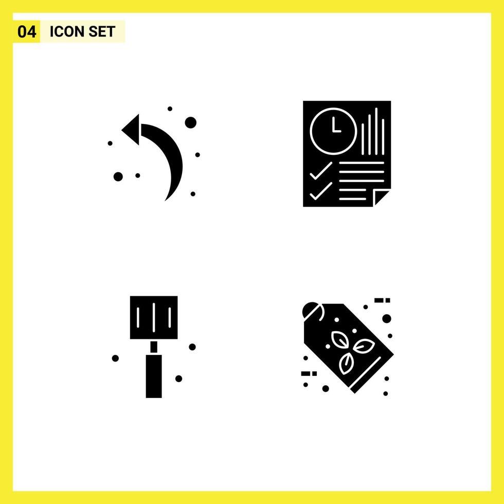 Solid Glyph Pack of 4 Universal Symbols of arrow fast food data report kitchen Editable Vector Design Elements
