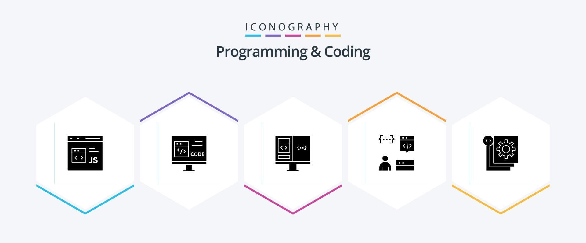Programming And Coding 25 Glyph icon pack including develop. app ...