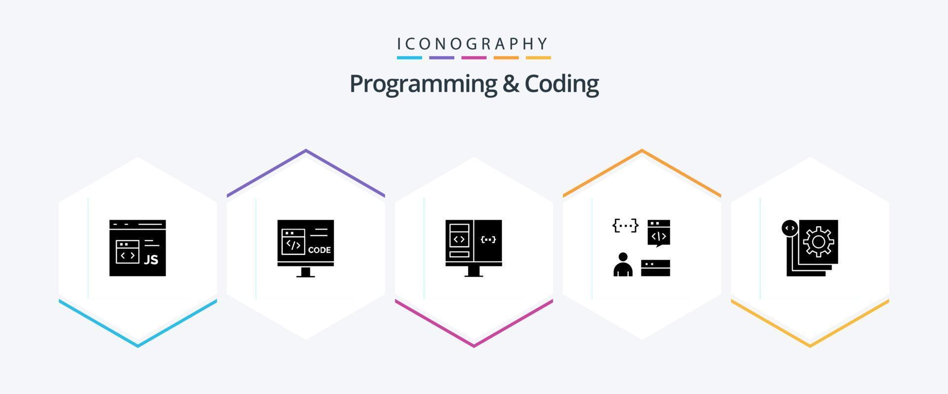 Programming And Coding 25 Glyph icon pack including develop. app. develop. development. computer vector