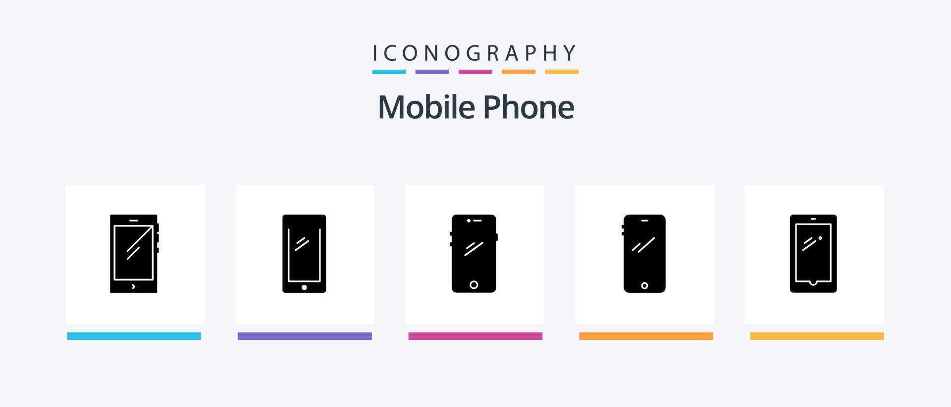 paquete de iconos de glifo 5 de teléfono móvil que incluye .. diseño de iconos creativos vector