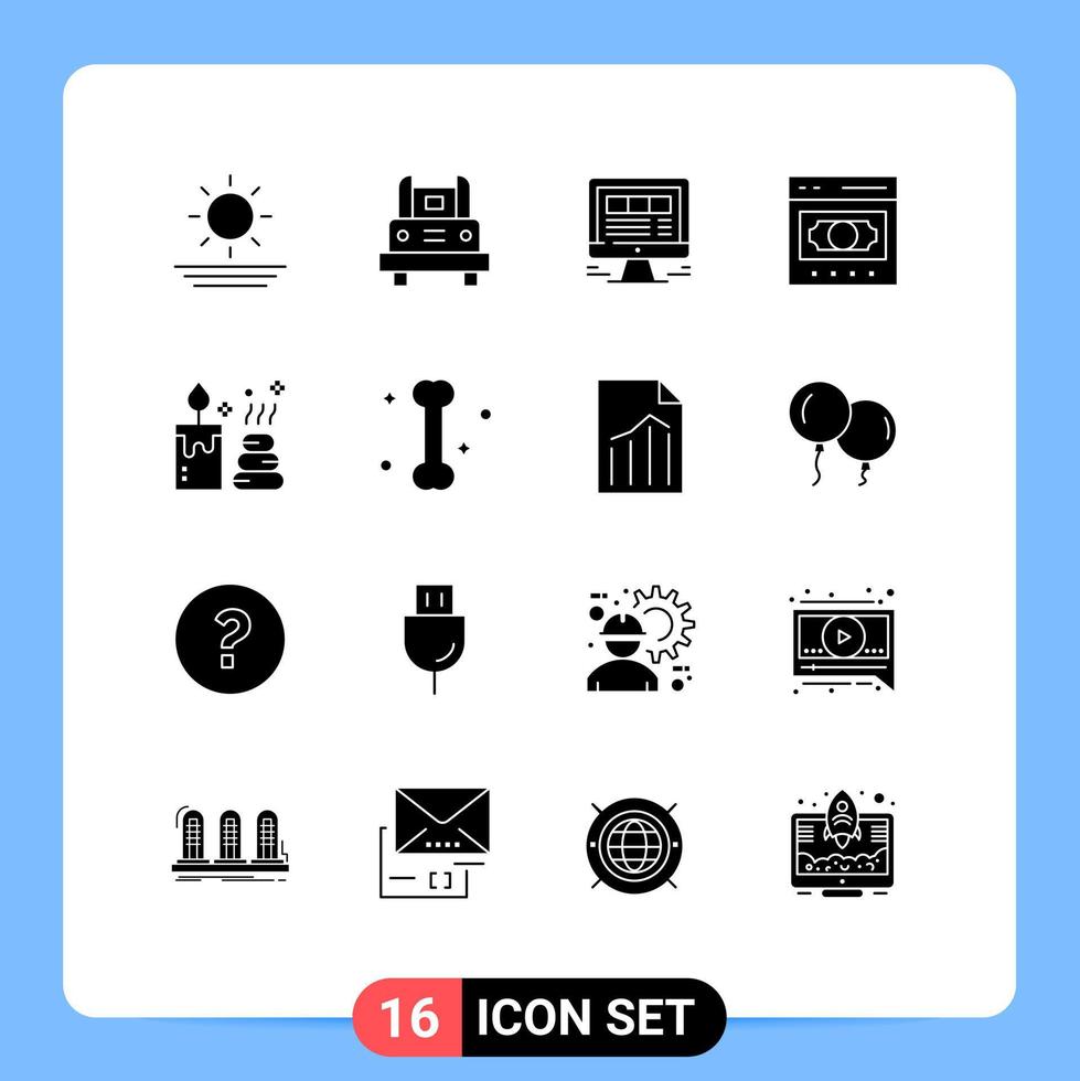 Universal Icon Symbols Group of 16 Modern Solid Glyphs of online exchange browser ecommerce web Editable Vector Design Elements