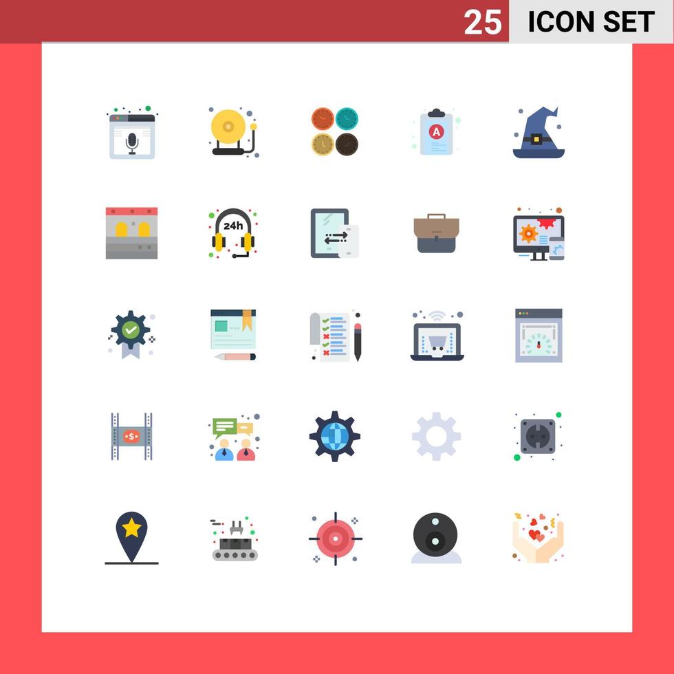 conjunto de 25 iconos modernos de la interfaz de usuario símbolos signos para la hora mundial del archivo volver a la escuela relojes de pared relojes de oficina elementos de diseño vectorial editables vector