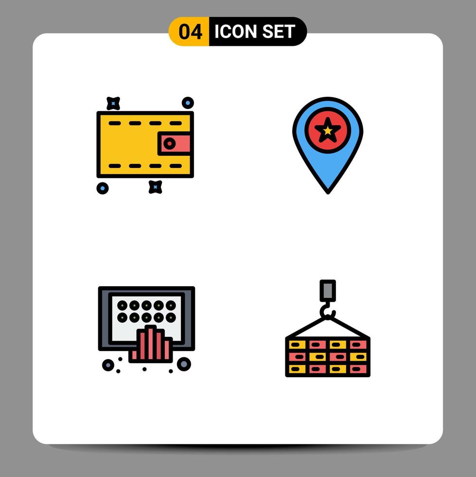 4 Creative Icons Modern Signs and Symbols of wallet digital star marker phone Editable Vector Design Elements