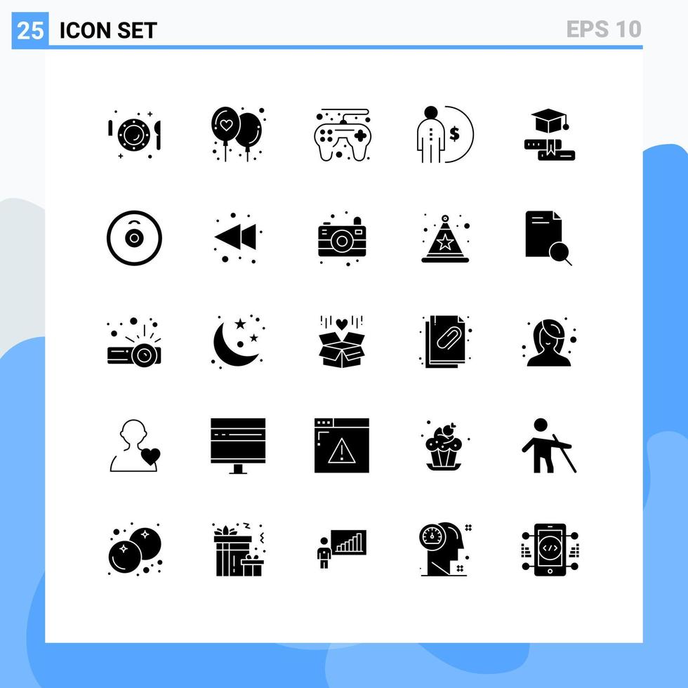 25 Creative Icons Modern Signs and Symbols of cap money game controller management finance Editable Vector Design Elements
