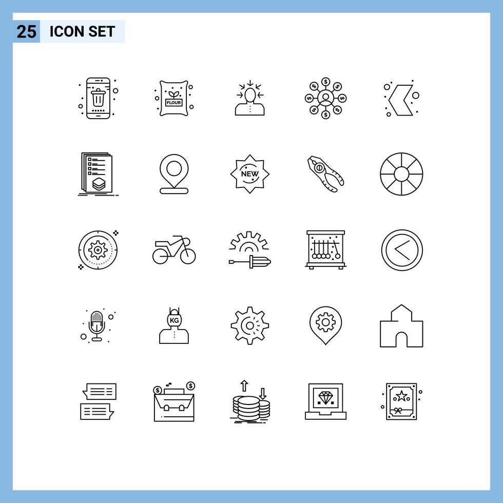 Universal Icon Symbols Group of 25 Modern Lines of chain money wheat user human Editable Vector Design Elements