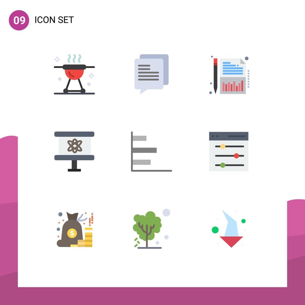 Set of 9 Vector Flat Colors on Grid for graphic space balance science atom Editable Vector Design Elements