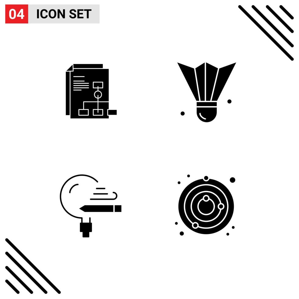 Pack of Modern Solid Glyphs Signs and Symbols for Web Print Media such as presentation education report feather shuttlecock learning Editable Vector Design Elements
