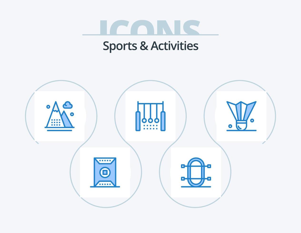 Sports and Activities Blue Icon Pack 5 Icon Design. hanging. acrobatic. rowing. nature. game vector