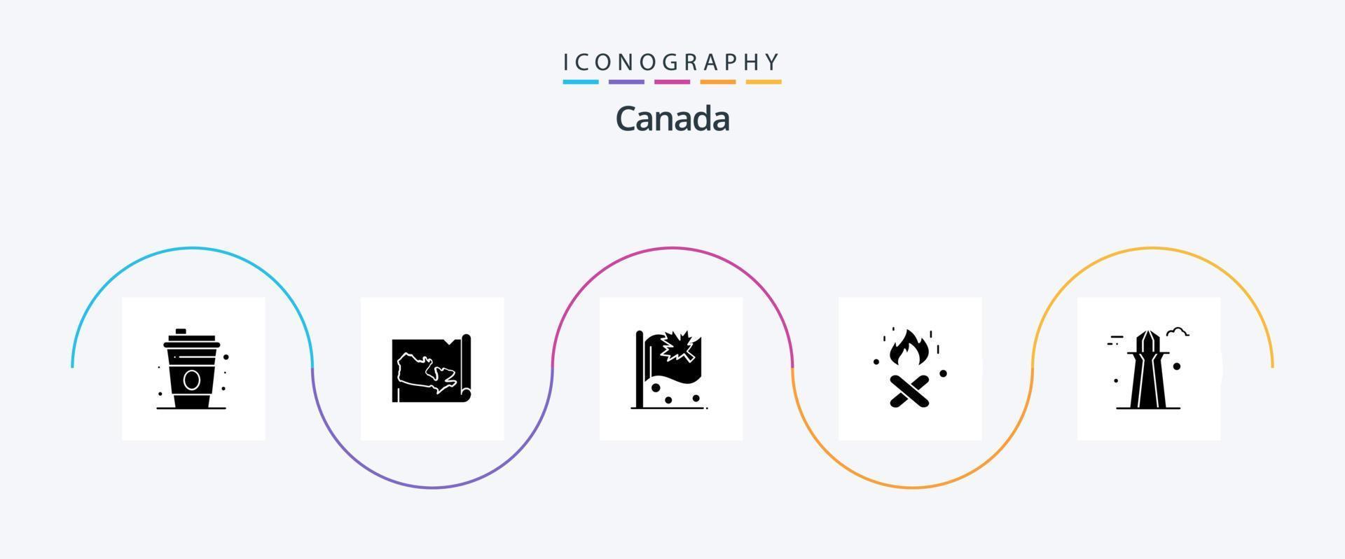 paquete de iconos de glifo 5 de canadá que incluye . torre de canadá. lámina. torre co. Canadá vector