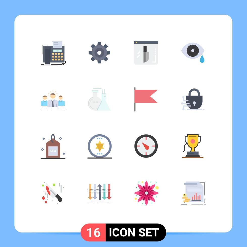16 iconos creativos signos y símbolos modernos de ajuste de ojos de negocios gotas cuchillo paquete editable de elementos creativos de diseño de vectores