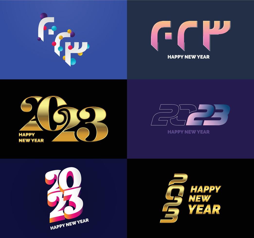 Big Collection of 2023 Happy New Year symbols Cover of business diary for 2023 with wishes vector