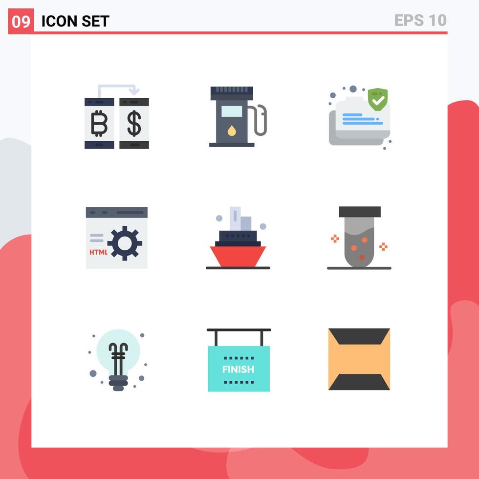 Universal Icon Symbols Group of 9 Modern Flat Colors of programming develop sign coding secure Editable Vector Design Elements