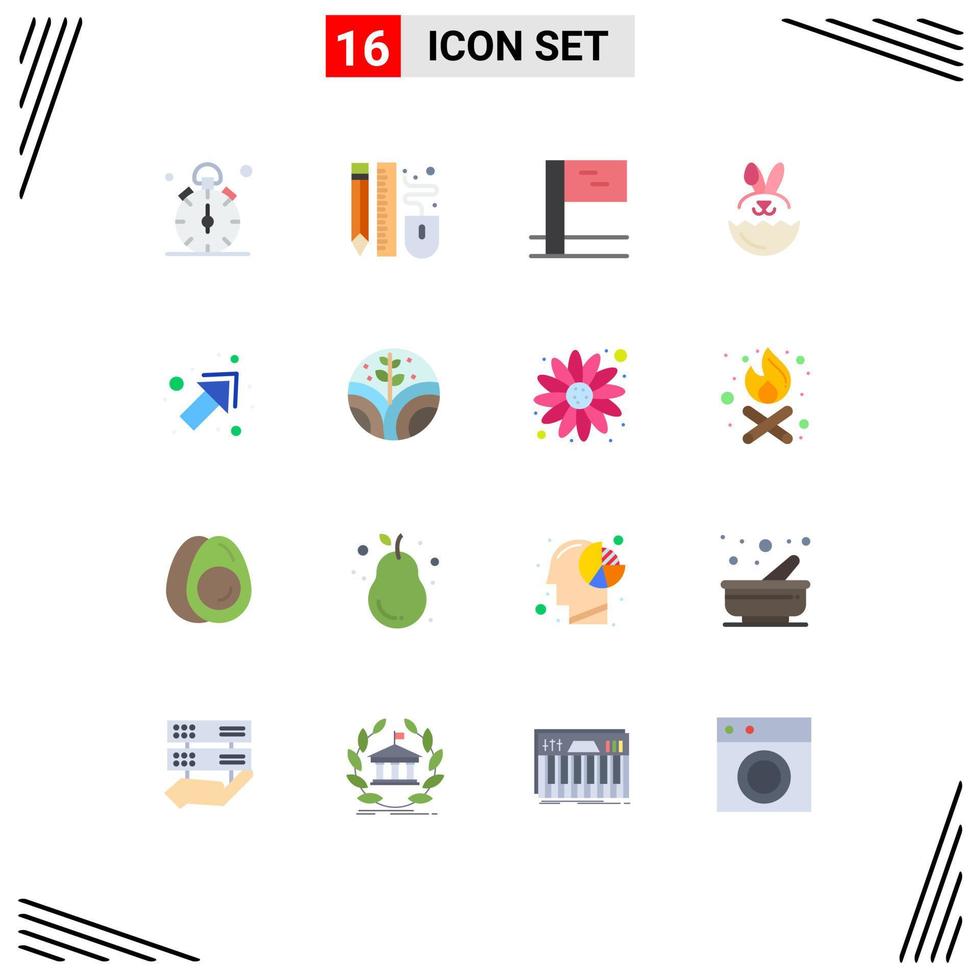 Universal Icon Symbols Group of 16 Modern Flat Colors of right arrow pencil easter egg Editable Pack of Creative Vector Design Elements