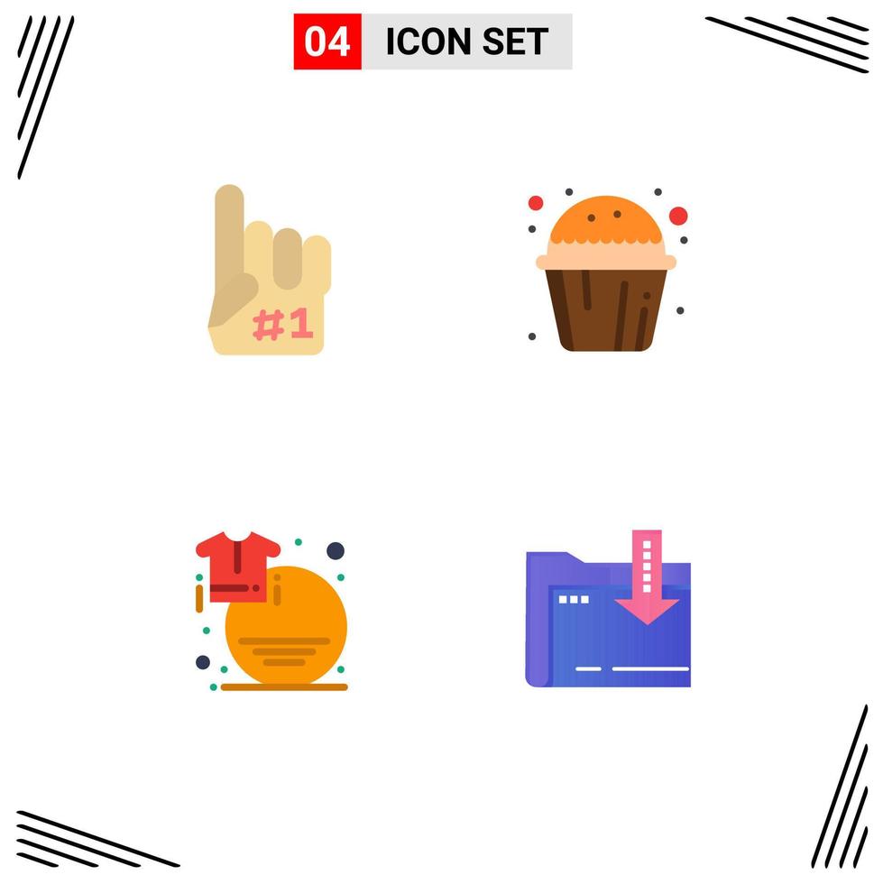 Mobile Interface Flat Icon Set of 4 Pictograms of fanatic discount sport cup cake sale Editable Vector Design Elements