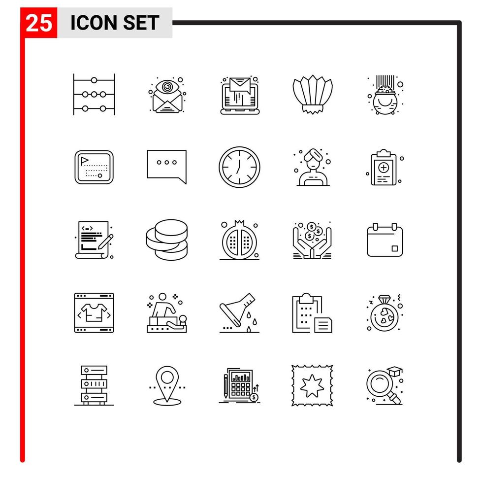 25 Creative Icons Modern Signs and Symbols of fortune ocean email flippers diving Editable Vector Design Elements
