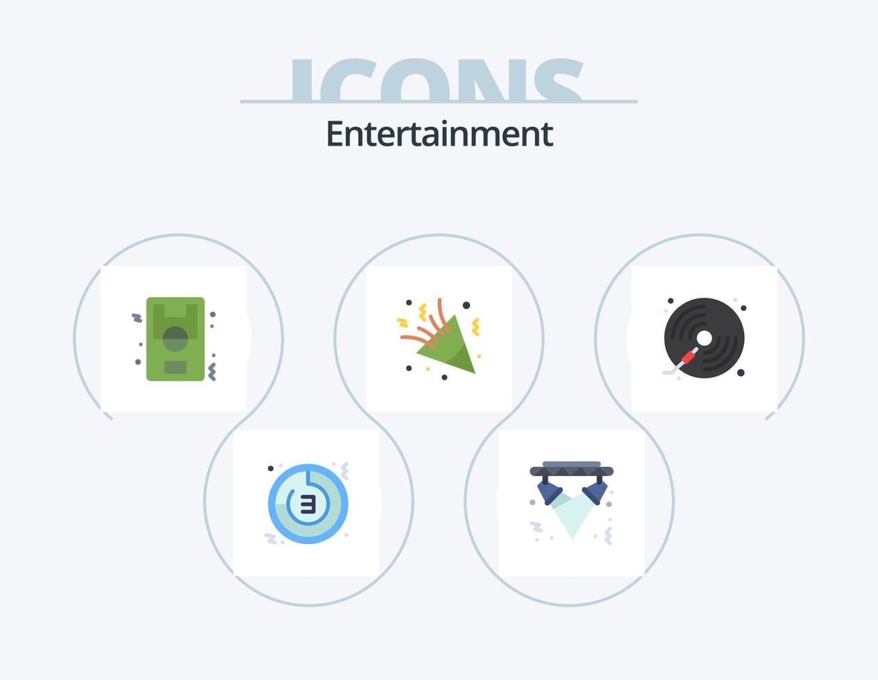 Entertainment Flat Icon Pack 5 Icon Design. party. fireworks. electricity. game. ground vector