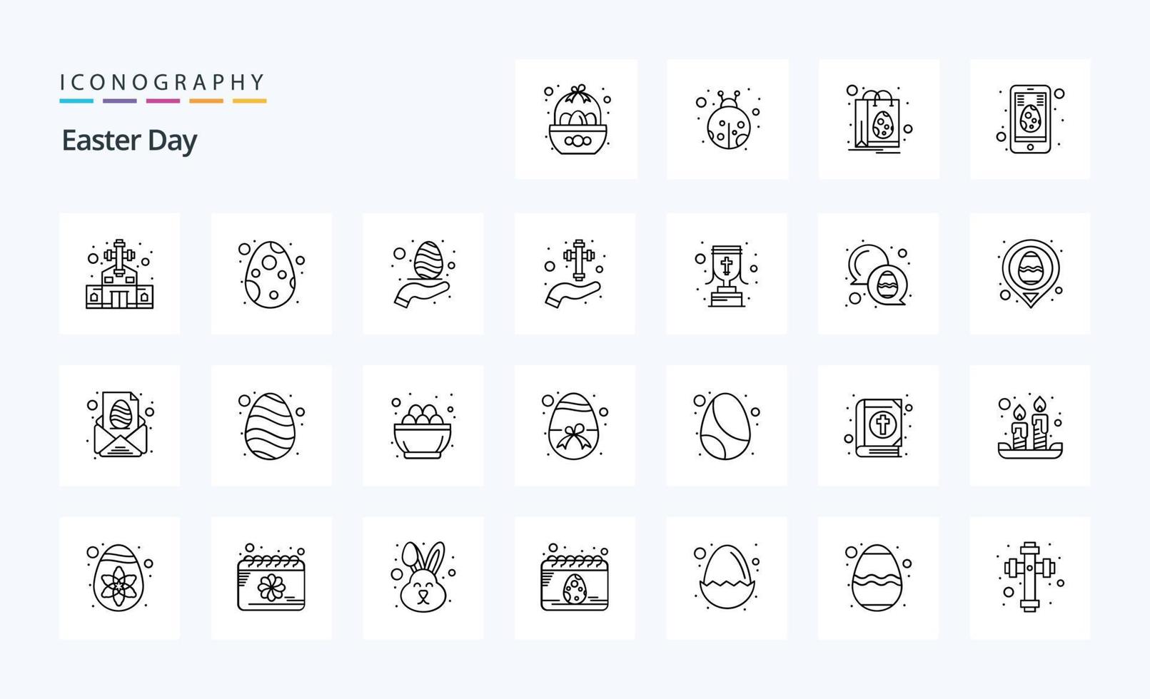 25 Easter Line icon pack vector