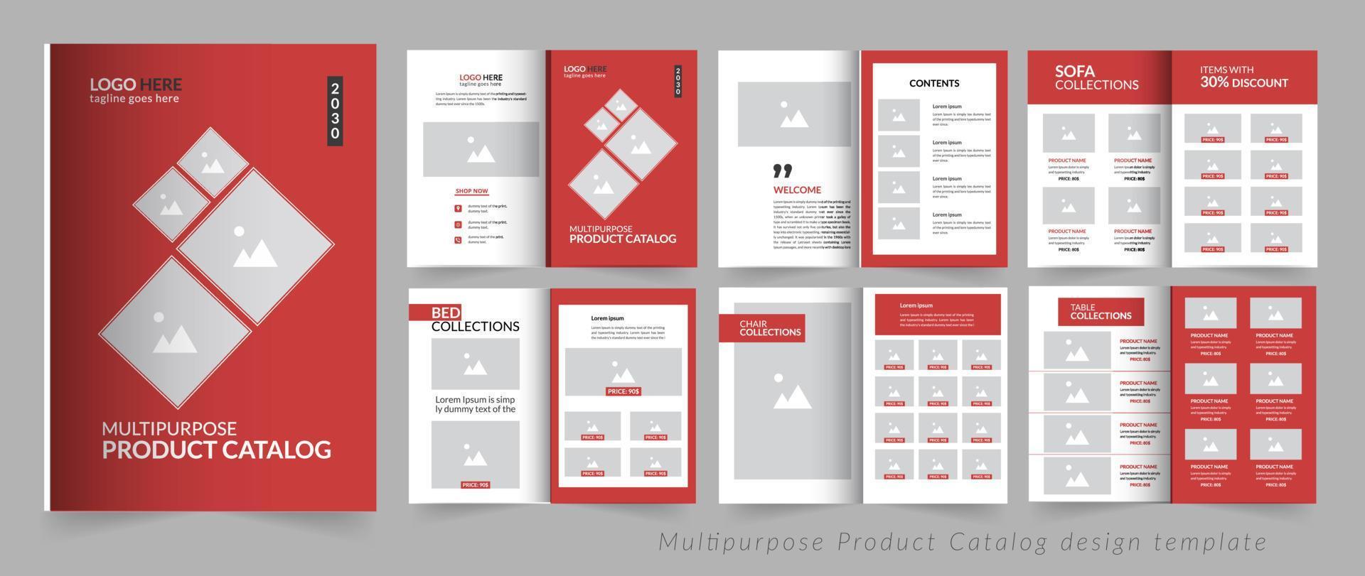 plantilla de diseño de catálogo de productos multipropósito moderno vector