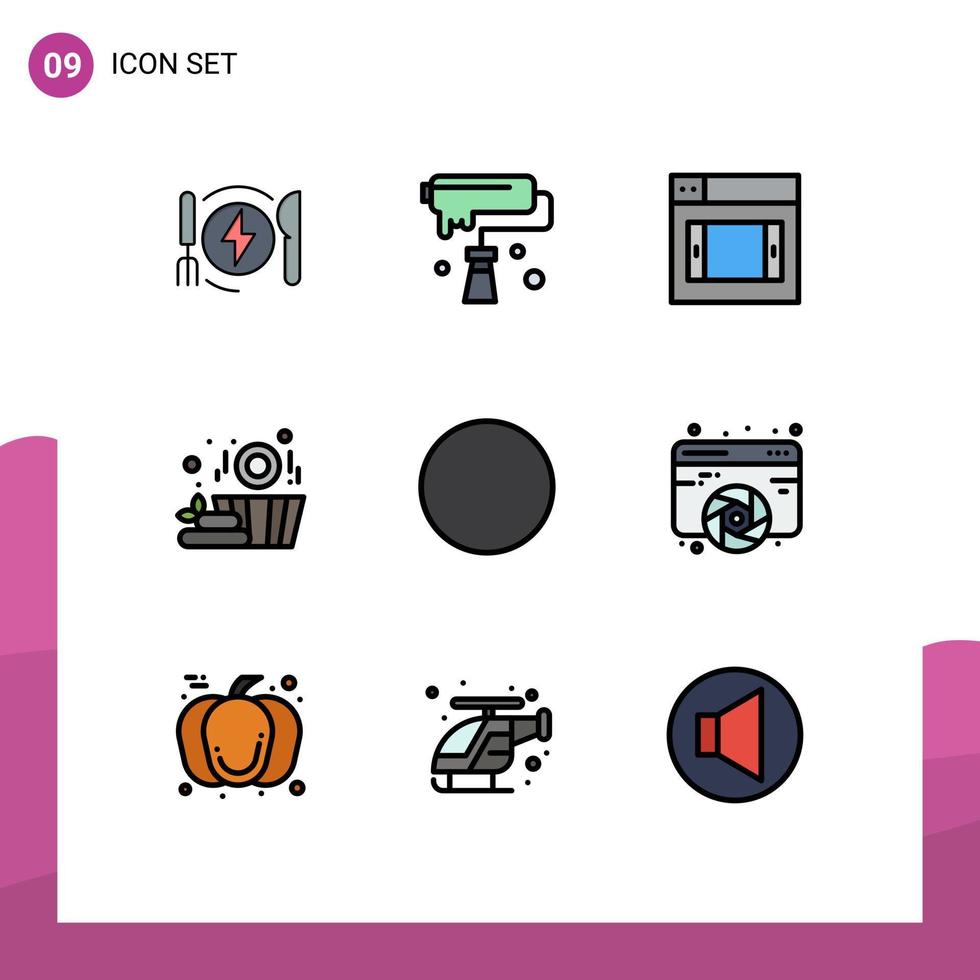 Modern Set of 9 Filledline Flat Colors and symbols such as wifi connection design basket sauna Editable Vector Design Elements