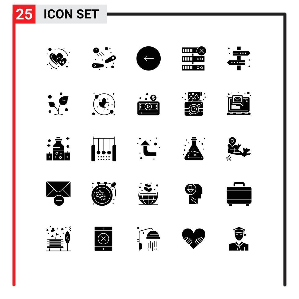 25 Creative Icons Modern Signs and Symbols of map server back delete stop Editable Vector Design Elements