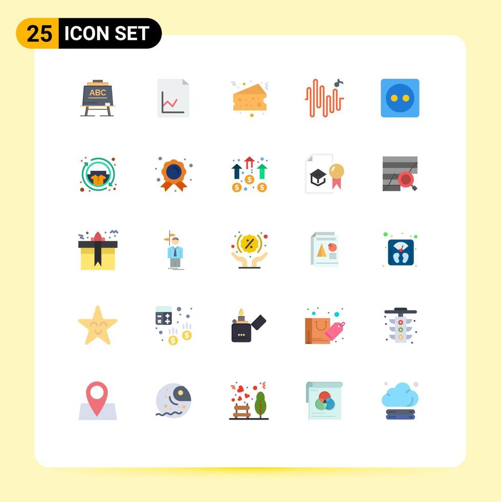 25 iconos creativos, signos y símbolos modernos de potencia, placa de enchufe de queso ecológico, elementos de diseño vectorial editables sinusoidales vector