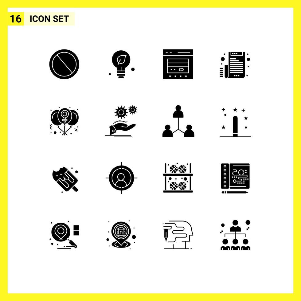 Set of 16 Modern UI Icons Symbols Signs for letter email idea electronic ecommerce Editable Vector Design Elements
