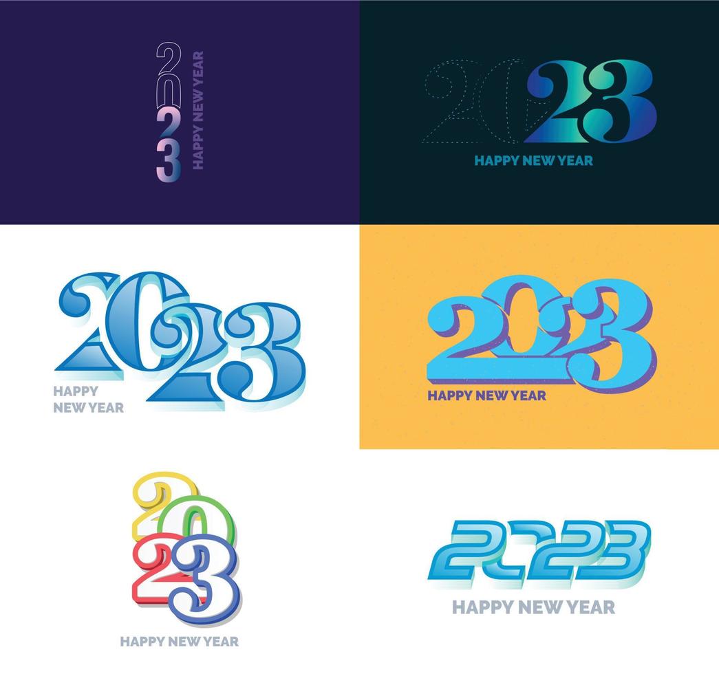 Big Collection of 2023 Happy New Year symbols Cover of business diary for 2023 with wishes vector