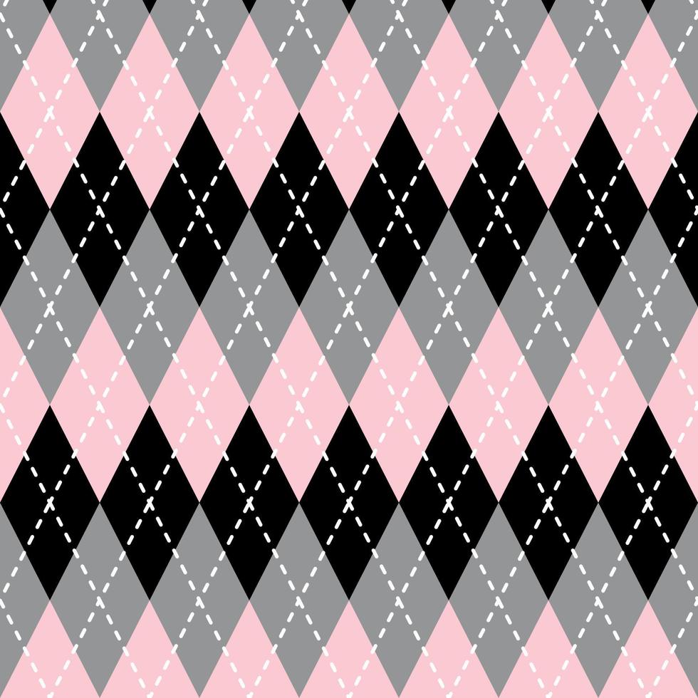 Geometric argyle pattern in grey pink and black for gift wrapping paper, sweater and textiles. vector